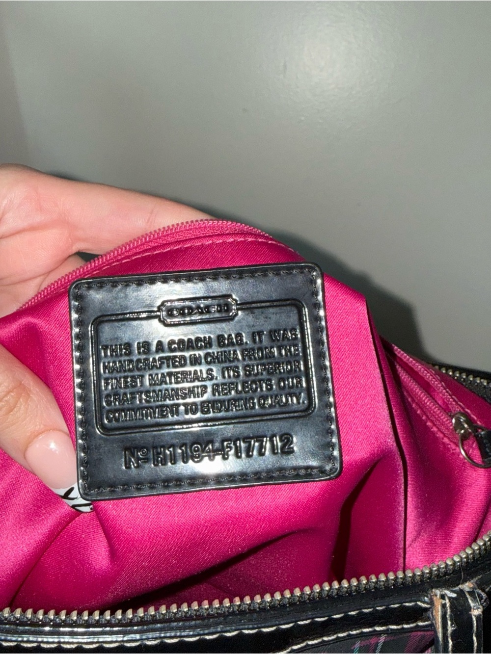 Coach Plaid Logo Tote in Black and Purple - Picture 3 of 11